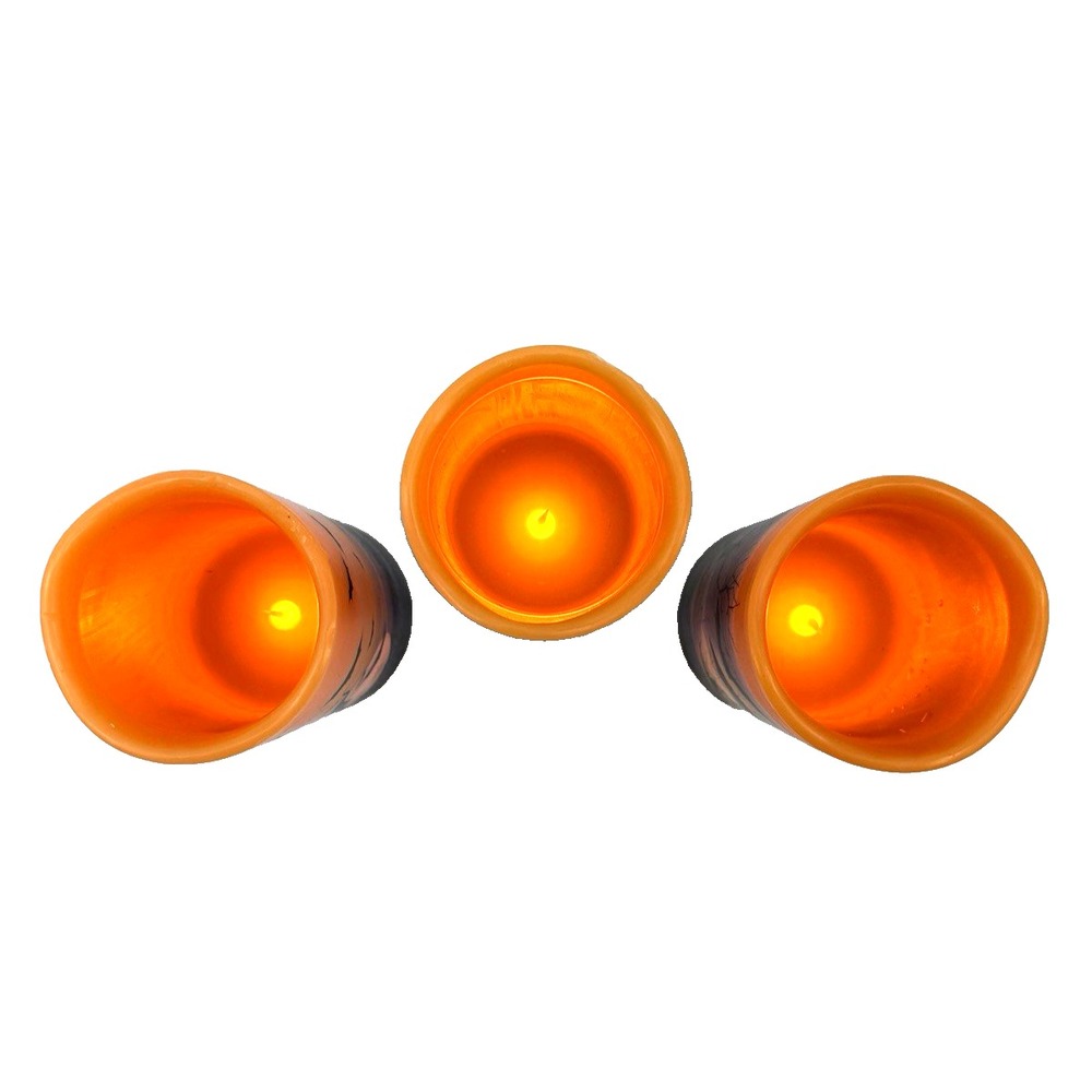Halloween Flameless LED Battery Operated Candles Set of 3 with Timer 6" Tall - Picture 8 of 9
